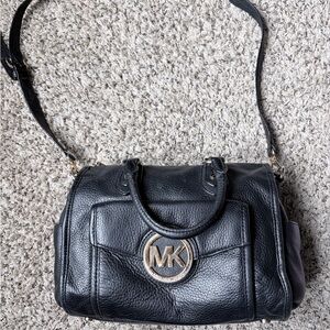Michael Kors Black Leather Margo Satchel with Detachable Strap